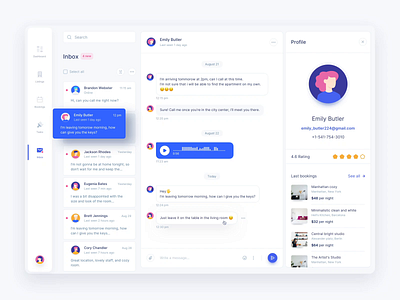 Inbox Light & Dark chat clean concept dailyui dashboard inbox mail messages minimalistic ui web web design webdesign website design