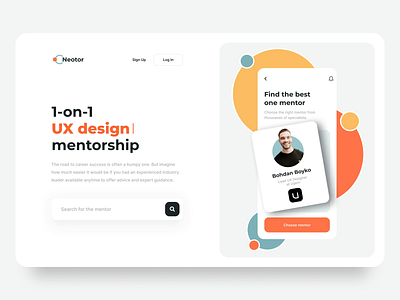 Mentorship Platform Landing Hero Section aftereffects animation app concept dailyui hero banner hero section home page landing landing page landingpage main page minimalistic motion recruiting recruitment web webdesign website website design