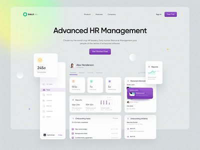 HR Management Platform after effects concept crm dailyui hero banner hero section home page interface landing landing page main page management minimalistic motion design product landing ui web web design website website design