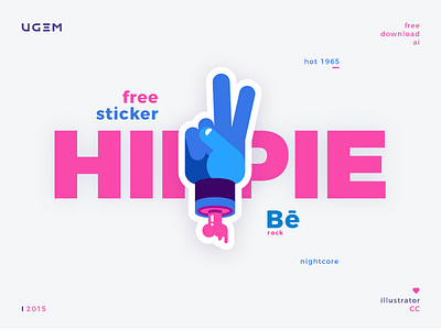 Be Rock Sticker color flat free hippie stickers typography