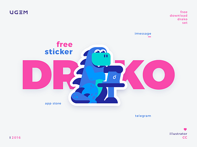 Be Rock Sticker character color contrast dragon flat free stickers typography vector