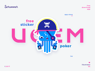 Be Rock Sticker app character color flat free illustration octopus scrum stickers typography