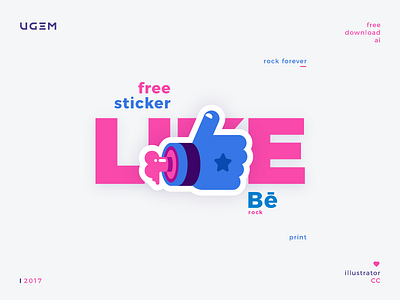 Be Rock Sticker color flat free hippie stickers typography