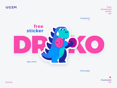 Be Rock Sticker character color contrast dragon fitness flat free gym sport sticker typography vector