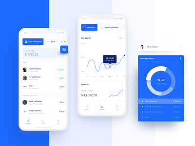 Budget Saver Responsive app banking blue budget chart clean finance graphic interface ios mobile mobile app mobile design money product product design responsive ui ux white