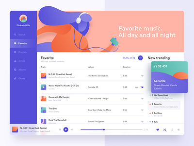 Music Player albums app clean colored colors dashboard icons illustraion interface music palette player product product design purple trending ugem ui ux web design