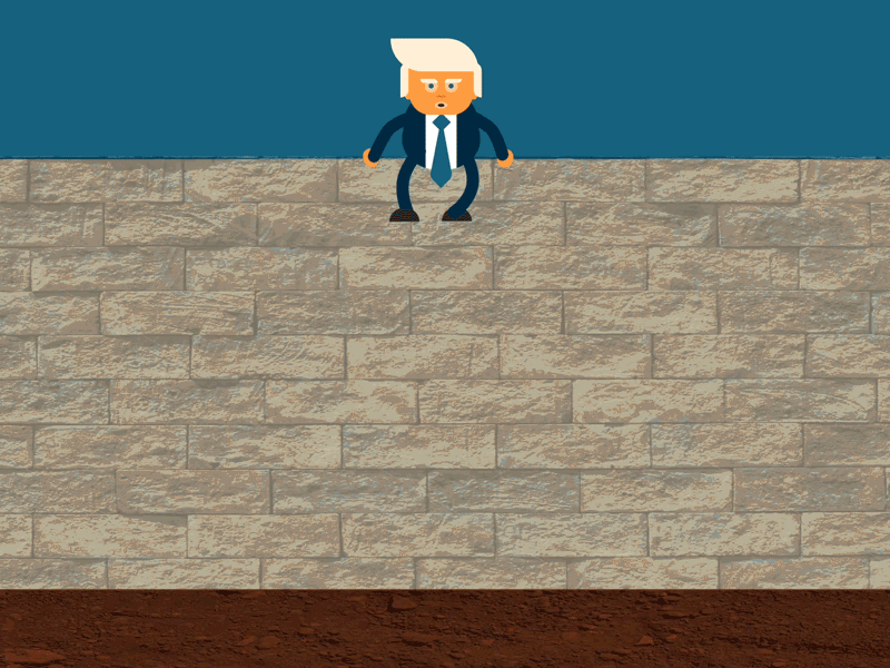 Humpty Donnie sat on a wall after effects flat design gif motion graphics