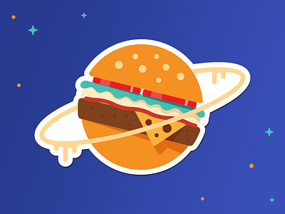 RocketLuncher Stickers I astronaut food hamburger space sticker