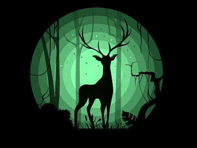 Deer in the Woods adobe illustration illustrator nature silhouette vector woods