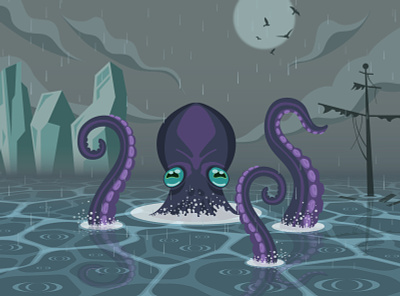 Kraken illustrator kraken ocean scene sea vector water