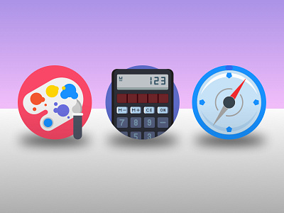 Dailyicon day 03 challenge - create 3 school subject icons calculator compass dailyicon icons iconsets illustration illustrator maths paint school vectors