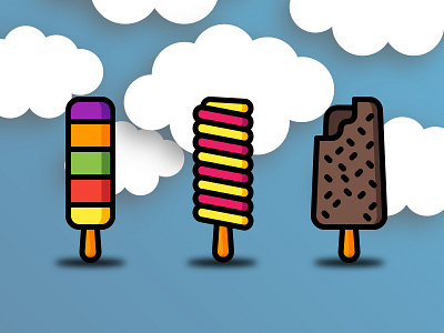 Dailyicon day 04 challenge - create 3 Ice Lolly icons dailyicon ice ice cream icons iconsets illustration illustrator lolly lolly pop summer vectors