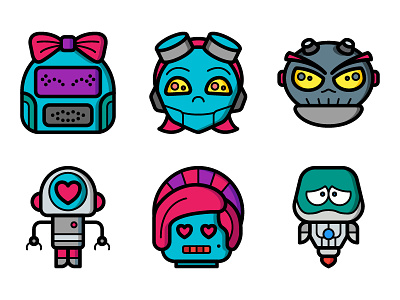 Icon Updates - February 2018 avatars cartoon droids faces futuristic icons iconsets illustrations illustrator punk robots svg