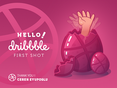 Hello, Dribbblers! basketball creative debut dribbble egg first shot hello illustration pink shot thanks vector