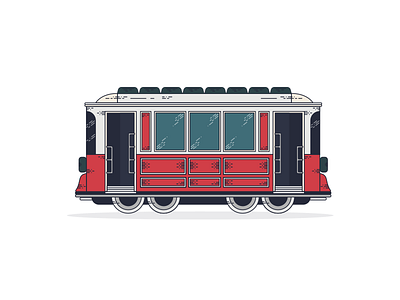 Taksim Avenue / İstanbul city design heritage icon istanbul landmarks line streetcar train tram vector İllustration