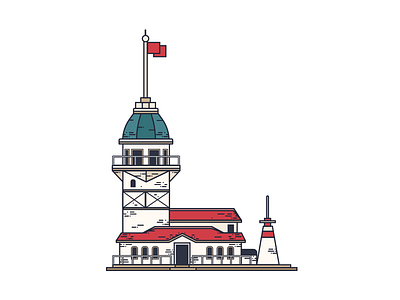 Maiden Tower / İstanbul architecture bosphorus building city design icon istanbul landmarks line tower vector İllustration