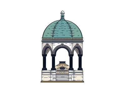 German Fountain / İstanbul architecture building city design fountain icon istanbul landmarks line vector İllustration