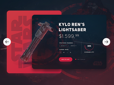 Star Wars / Kylo Ren's Lightsaber UI card movie product shop ui ui design ux web web design
