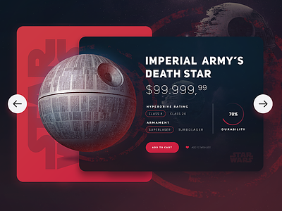 Star Wars / Death Star UI card movie product shop ui ui design ux web web design