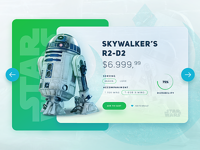 Star Wars / R2-D2 UI card movie product shop ui ui card ui design ux web web design