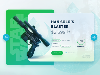 Star Wars / Han Solo's Blaster UI card movie product shop ui ui card ui design ux web web design