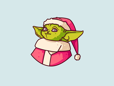Merry Christmas from Baby Yoda baby yoda christmas icon design illustration mandalorian merry christmas santa starwars vector yoda