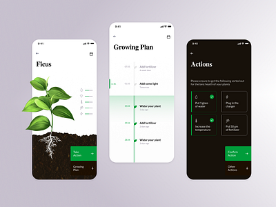 R+R : Plant health tracker app design green mobile plant product rebound ui