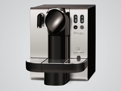 Nespresso coffee machine hiperrealistic illustration