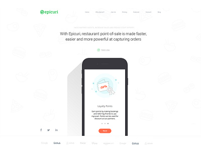 Epicuri - Have Happier Guest & Inscrease Sales design food interface landing order pricing restaurant ui ux web
