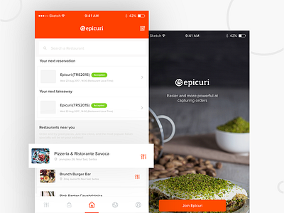 Epicuri App iOS - Main & Splash Screen android app booking drink food ios map news order restaurant