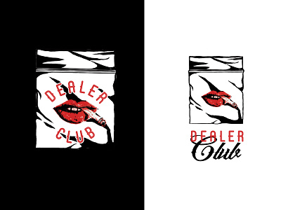Dealer Club baggie branding drugs illustration lips logo mouth procreate