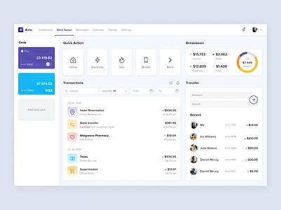Axis Bank bank app clients concept credit card expenses filter gas home income mobile more profile quick action recent recipients serach settings tranfer transaction uidesign