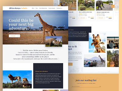 Safari Tour bootstrap4 design photoshop safari tourism typography ui web