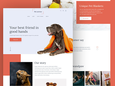 Pet service bootstrap4 design pet care photoshop typography ui vector web