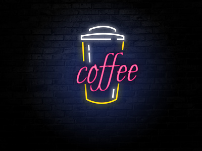 Glowing Coffe wall branding design illustration vector