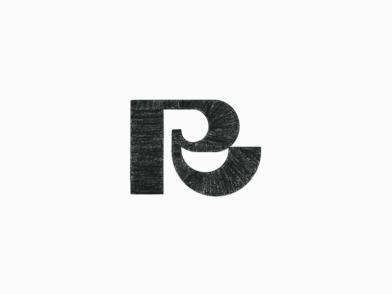 Letter R logomark design sketching