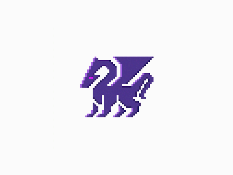 Pixel Dragon Logomark - By Anhdodes 3d animation branding creature design dragon graphic design illustration logo logo design logo designer logodesign minimalist logo minimalist logo design monster motion graphics pixel pixel graphic ui