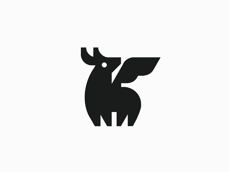 Flying deer logomark design - credit: @anhdodes