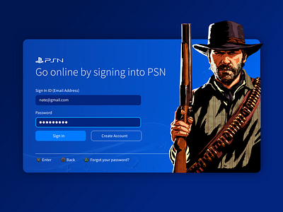 001 | Sign Up blue daily ui daily ui 001 gaming playstation ps psn red dead redemption sign up sign up screen ui ux ui design video game
