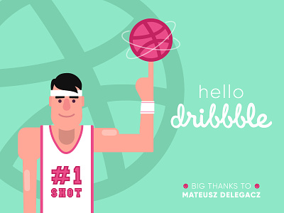 Hello Dribbble ! basketball character draft dribbble debut first shot hello dribbble illustration invitation invite jersey player thanks