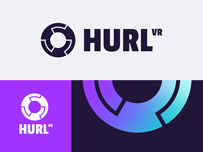 VR Game Logo - Hurl VR abstract ar augmented ball branding game gradient hurl icon logo mark neon purple reality sphere symbol tron vibrant virtual vr