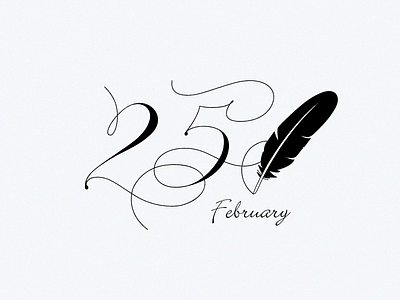 February 25 25 datetypography feather feb february number twenty five typography