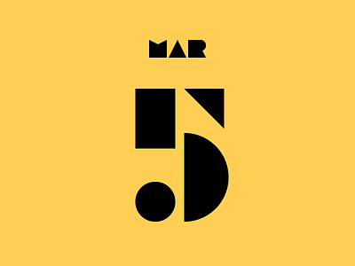 March 5 5 datetypography five mar march number typography