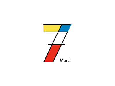 March 7 7 datetypography mar march mondrian number piet mondrian seven typography