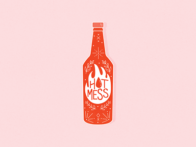 Hot Mess bright design flat flat illustration graphic design hand lettering hot hot mess hot sauce illustration illustrator ipad pro lettering mess procreate sauce texture type typography vector