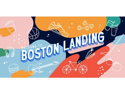 Boston Landing Installation adobe illustrator boston boston landing building mural digital art hand lettering illustrator installation ipad pro lettering mural new balance procreate type typography vector vector art vector illustration vinyl installation window graphics