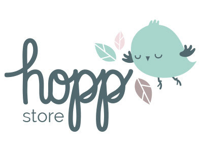 Hopp animal bird branding clothes cute handmade hopp kids lettering marca saltar store