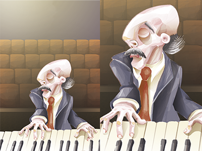 The Pianist illustration illustrator listen man music old photoshop piano play