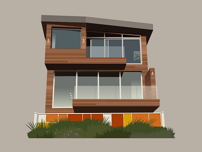Manhattan Beach, CA House architecture california house illustration oceanfront