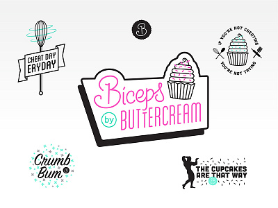 Biceps by Buttercream - rebound bakery branding cakes cupcakes logo neon signage